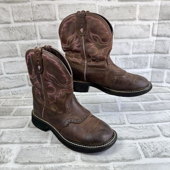 Justin Gypsy L9903 Pink Stitch Western Cowboy Boots Women’s Size 8 B - Picture 4 of 13